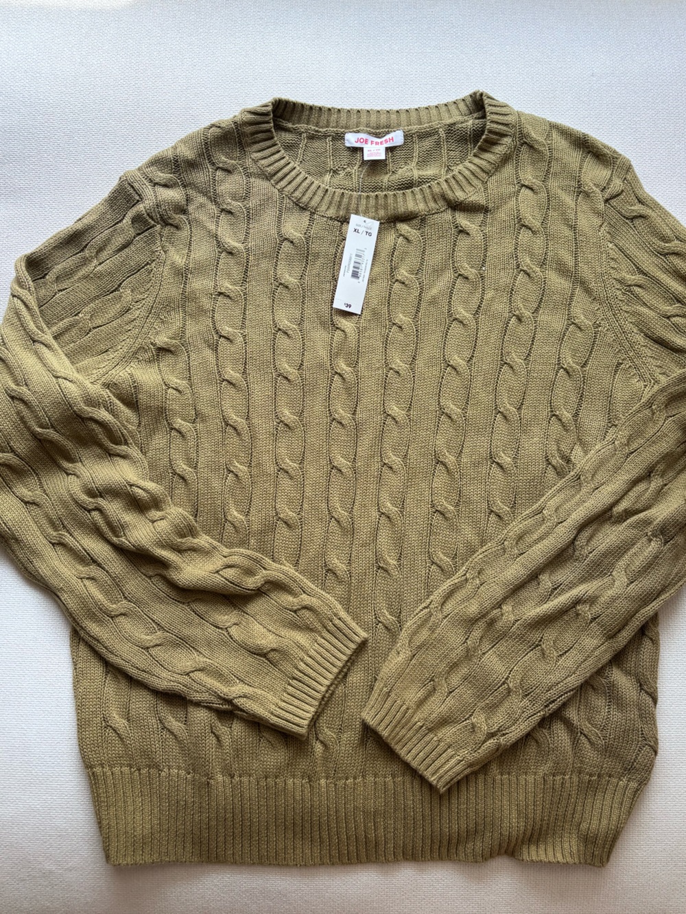 100% cotton green cable knit